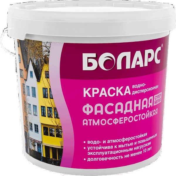 БОЛАРС Краска Фасадная Атмосферостойкая Супербелая